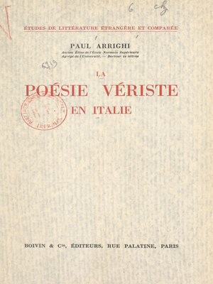 cover image of La poésie vériste en Italie